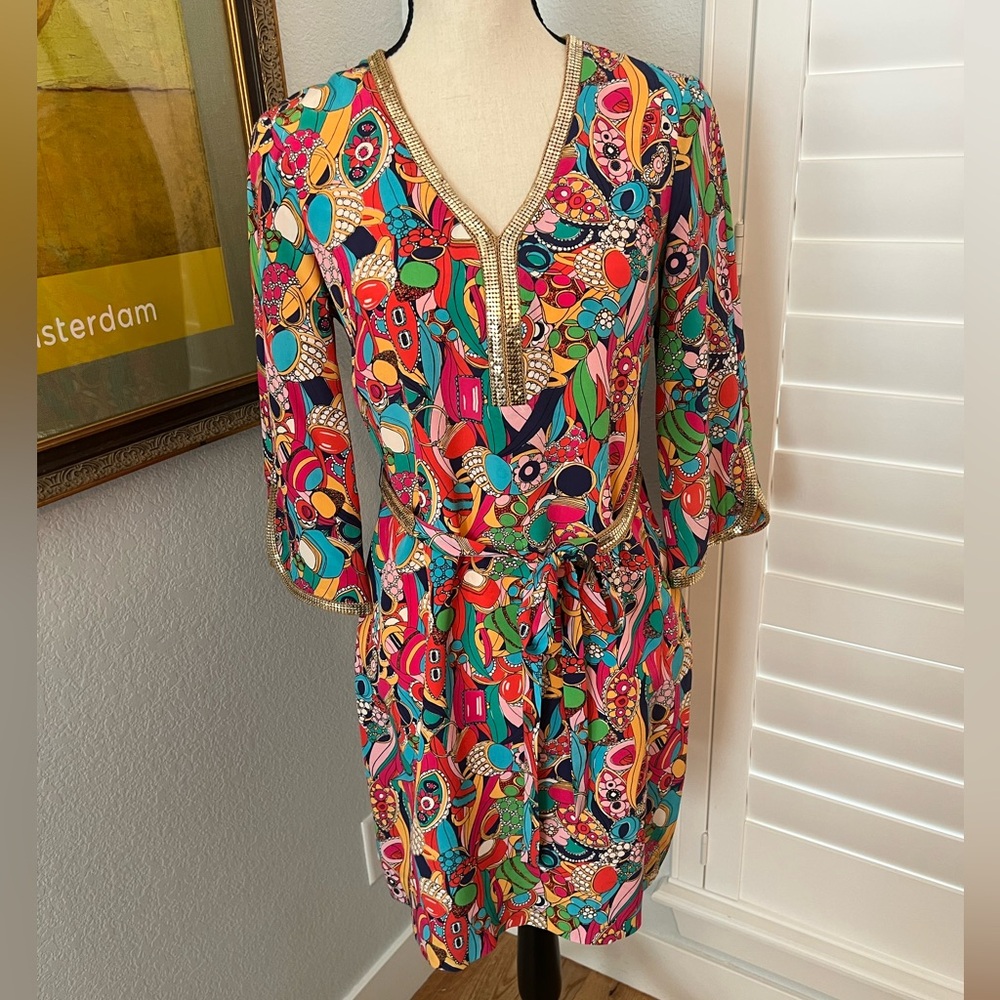EUC vibrant, floral and gem print dress from Lily Pulitzer